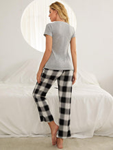 Load image into Gallery viewer, Plaid Heart Tee and Pants Lounge Set with Pockets