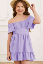 Load image into Gallery viewer, Ruffle Hem Tie-Back Flutter Sleeve Dress