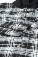 Load image into Gallery viewer, Plaid Drawstring Hooded Shirt Jacket