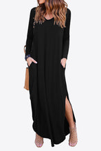 Load image into Gallery viewer, Split Long Sleeve V-Neck Maxi Dress