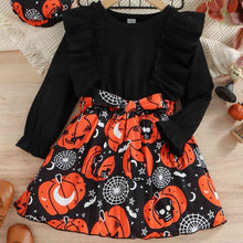 Load image into Gallery viewer, Halloween Theme Bow Front Round Neck Dress