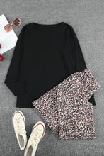 Load image into Gallery viewer, Long Sleeve Top And Leopard Print Pants Lounge Set