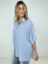 Load image into Gallery viewer, Zenana "Lucky Stripes" Oversized Striped Short Sleeve Button-Up Shirt