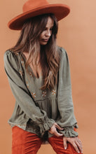 Load image into Gallery viewer, Heyson V Neck Embroidered Babydoll Blouse