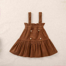 Load image into Gallery viewer, Puff Sleeve Round Neck Top and Buttoned Overall Dress Set