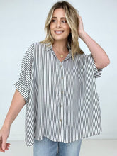 Load image into Gallery viewer, Zenana "Lucky Stripes" Oversized Striped Short Sleeve Button-Up Shirt