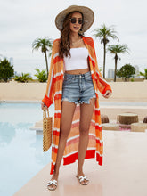 Load image into Gallery viewer, Striped Cuffed Sleeve Long Beach Kimono