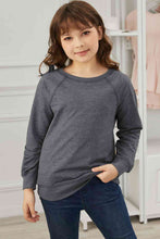 Load image into Gallery viewer, Girls Raglan Sleeve Ribbed Trim Sweatshirt