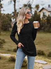 Load image into Gallery viewer, Ribbed Round Neck Long Sleeve Tee