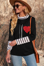Load image into Gallery viewer, Striped Sequin Heart Graphic Long Sleeve Top