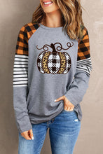 Load image into Gallery viewer, Round Neck Long Sleeve Pumpkin Graphic T-Shirt