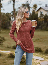 Load image into Gallery viewer, Ribbed Round Neck Long Sleeve Tee