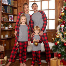 Load image into Gallery viewer, Raglan Sleeve Top and Plaid Pants Set