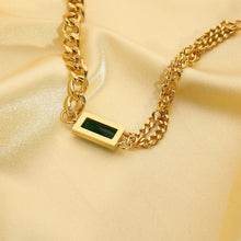 Load image into Gallery viewer, Spliced Cuban Chain Green Diamond Bracelet