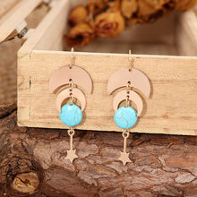 Load image into Gallery viewer, Star Crescent Turquoise Dangle Earrings