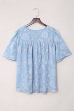 Load image into Gallery viewer, Floral Textured Ruffled Half Sleeve Babydoll Top