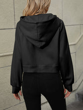 Load image into Gallery viewer, Raglan Sleeve Zip-Up Hoodie with Pocket