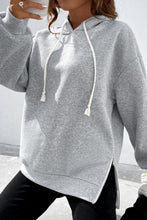 Load image into Gallery viewer, Side Zipper Dropped Shoulder Hoodie