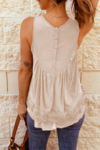 Load image into Gallery viewer, Lace Detail Buttons Back Sleeveless Top