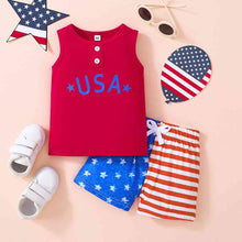 Load image into Gallery viewer, Kids USA Graphic Tank and Star and Stripe Shorts Set