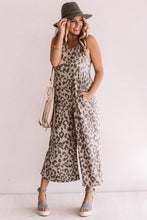 Load image into Gallery viewer, Leopard Print Pockets Wide Leg Sleeveless Jumpsuit