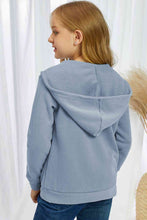 Load image into Gallery viewer, Girls Zip-Up Drawstring Hooded Jacket with Pockets