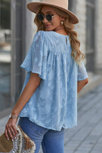 Load image into Gallery viewer, Floral Textured Ruffled Half Sleeve Babydoll Top