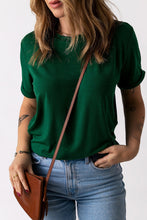 Load image into Gallery viewer, Round Neck Cuffed Short Sleeve Tee