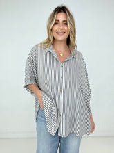 Load image into Gallery viewer, Zenana "Lucky Stripes" Oversized Striped Short Sleeve Button-Up Shirt