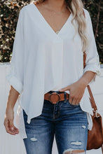 Load image into Gallery viewer, V Neck 3/4 Sleeve High Low Hem Shirt