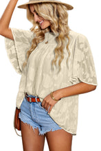 Load image into Gallery viewer, Floral Textured Ruffled Half Sleeve Babydoll Top