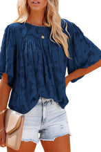 Load image into Gallery viewer, Floral Textured Ruffled Half Sleeve Babydoll Top