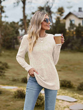 Load image into Gallery viewer, Ribbed Round Neck Long Sleeve Tee