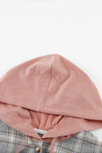 Load image into Gallery viewer, Plaid Drawstring Hooded Shirt Jacket