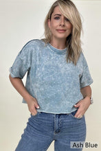 Load image into Gallery viewer, Zenana French Terry Acid Wash Raw Edge Crop Top