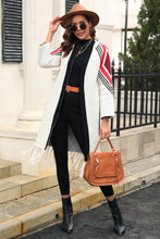 Load image into Gallery viewer, Double Take Geometric Fringe Hem Open Front Duster Cardigan