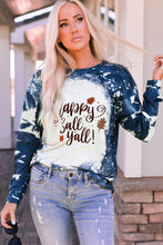 Load image into Gallery viewer, Happy Fall Y'all Bleached Print Long Sleeve Graphic T Shirt