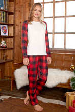 Load image into Gallery viewer, Raglan Sleeve Top and Plaid Pants Set