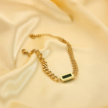 Load image into Gallery viewer, Spliced Cuban Chain Green Diamond Bracelet