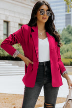 Load image into Gallery viewer, Leopard Lining One-Button Lapel Collar Blazer