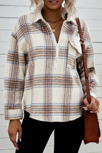 Load image into Gallery viewer, Double Take Plaid Half-Zip Collared Curved Hem Sweatshirt