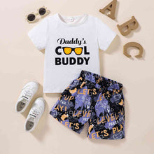 Load image into Gallery viewer, Kids DADDY'S COOL BUDDY Graphic Tee and Printed Shorts Set