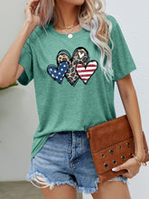 Load image into Gallery viewer, US Flag Leopard Heart Graphic Tee