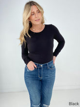 Load image into Gallery viewer, Rae Mode Solid Butter Round Neck Long Sleeve Bodysuit