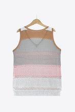 Load image into Gallery viewer, Striped Openwork V-Neck Knit Tank