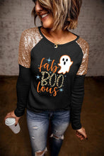 Load image into Gallery viewer, Leopard Boo Ghost Graphic Sequin Raglan Sleeve Top