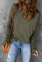 Load image into Gallery viewer, Green Crew Neck Thumb Hole Sleeve Top