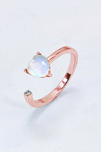 Load image into Gallery viewer, Inlaid Moonstone Heart Adjustable Open Ring