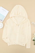 Load image into Gallery viewer, Zipper V-Neck Dropped Sleeve Hooded Solid Sweater