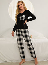 Load image into Gallery viewer, Plaid Heart Top and Pants Lounge Set